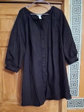 Black Button-Front Tunic Dress